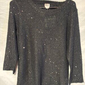 NEW Anne Klein Women's Sparkle Black Sweater - Size L